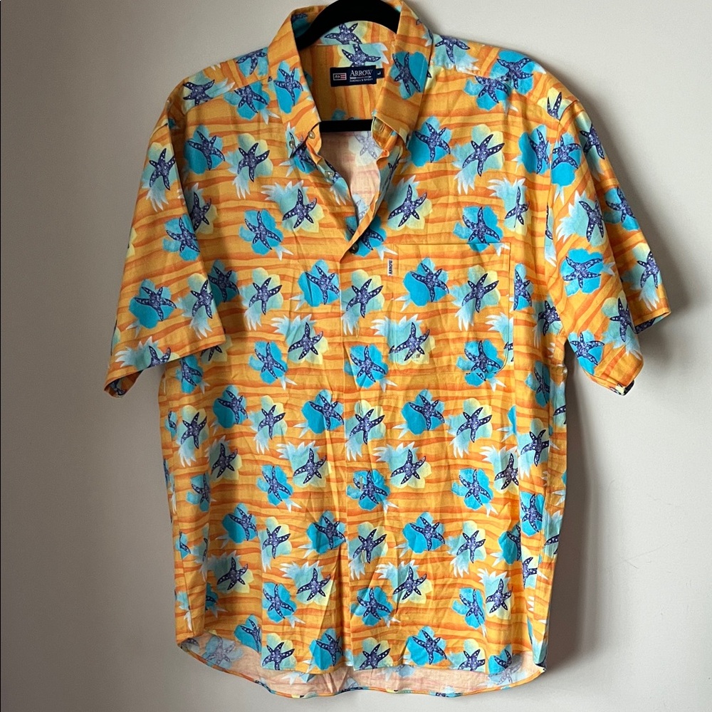 Super Bowl XLI 2007 Hawaiian Shirt Orange Floral NFL Colts Bears L